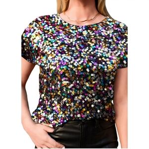 Anna-Kaci Glitter Sequin Top XL 1X Party New Years Business Casual Sparkly